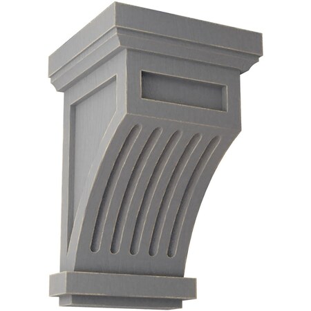 Ekena Millwork 4 1/4"W x 4 1/4"D x 7"H Fluted Wood Vintage Decor Corbel, Pebble Grey CORWD04X04X07FLPG